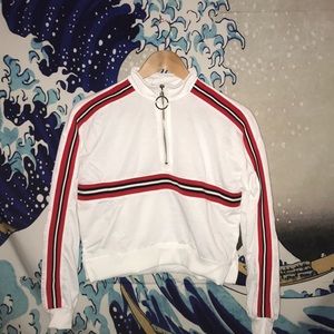 Quarter Zip Striped Sweatshirt